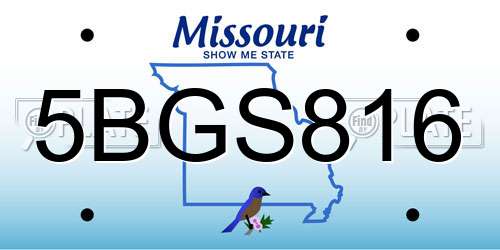 5BGS816 Missouri License Plate