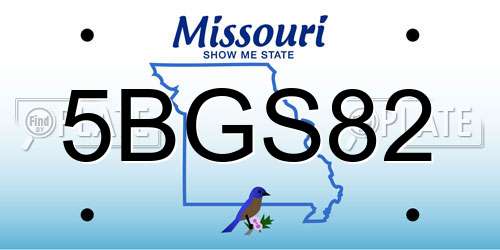 5BGS82 Missouri License Plate