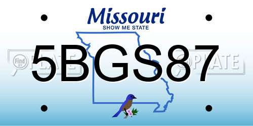 5BGS87 Missouri License Plate