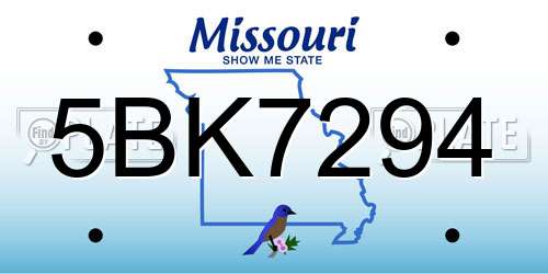 5BK7294 Missouri License Plate