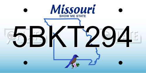 5BKT294 Missouri License Plate