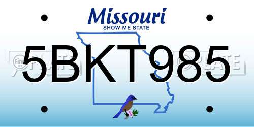 5BKT985 Missouri License Plate