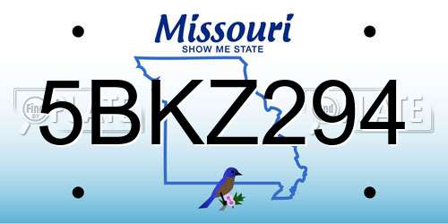 5BKZ294 Missouri License Plate