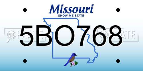 5BO768 Missouri License Plate