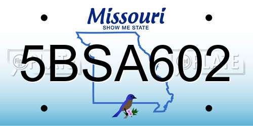 5BSA602 Missouri License Plate