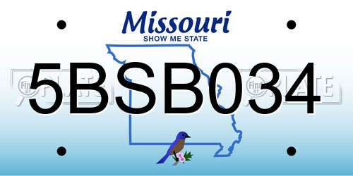 5BSB034 Missouri License Plate
