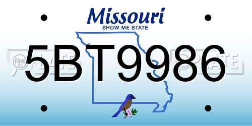5BT9986 Missouri License Plate