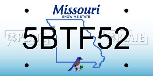 5BTF52 Missouri License Plate
