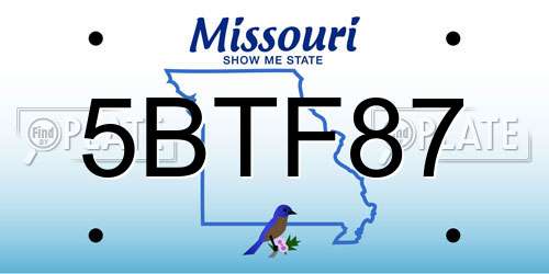 5BTF87 Missouri License Plate