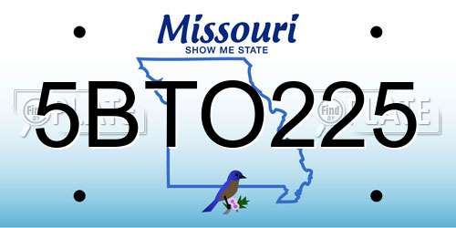5BTO225 Missouri License Plate