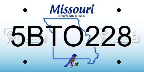 5BTO228 Missouri License Plate