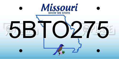 5BTO275 Missouri License Plate