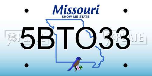 5BTO33 Missouri License Plate