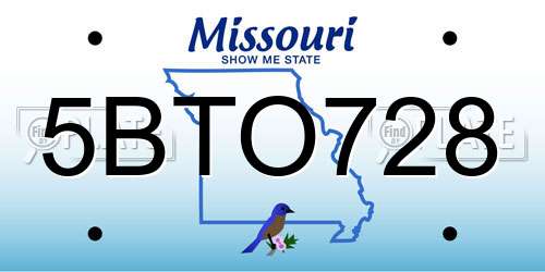 5BTO728 Missouri License Plate