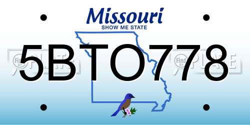 5BTO778 Missouri License Plate