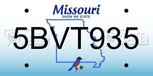 5BVT935 Missouri License Plate