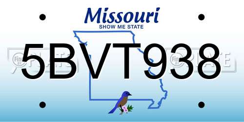 5BVT938 Missouri License Plate