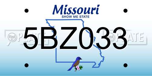 5BZ033 Missouri License Plate