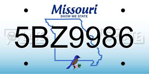 5BZ9986 Missouri License Plate