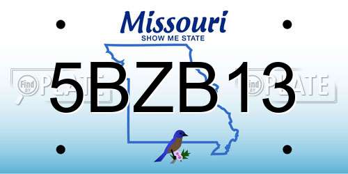 5BZB13 Missouri License Plate