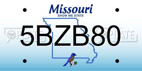 5BZB80 Missouri License Plate
