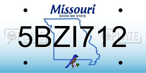 5BZI712 Missouri License Plate