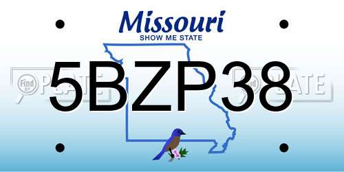 5BZP38 Missouri License Plate