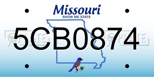 5CB0874 Missouri License Plate