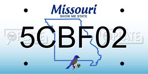5CBF02 Missouri License Plate
