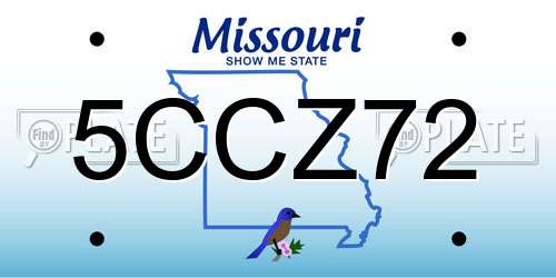 5CCZ72 Missouri License Plate