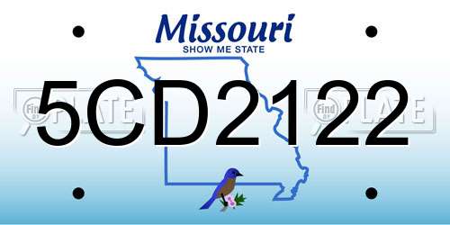 5CD2122 Missouri License Plate