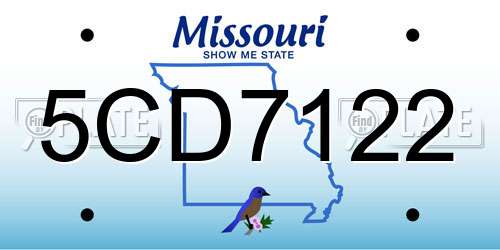 5CD7122 Missouri License Plate