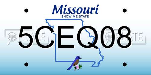 5CEQ08 Missouri License Plate