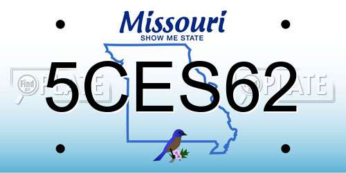 5CES62 Missouri License Plate