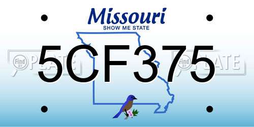 5CF375 Missouri License Plate