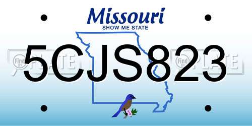 5CJS823 Missouri License Plate