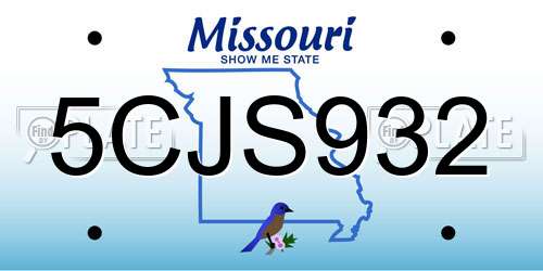 5CJS932 Missouri License Plate