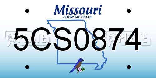 5CS0874 Missouri License Plate