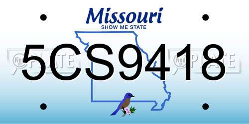 5CS9418 Missouri License Plate