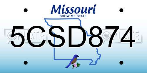 5CSD874 Missouri License Plate