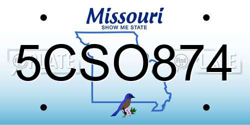 5CSO874 Missouri License Plate