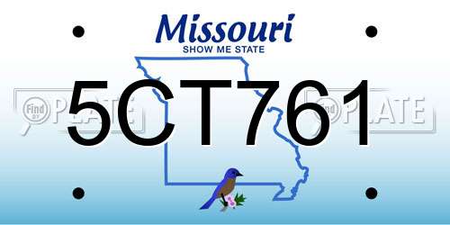 5CT761 Missouri License Plate