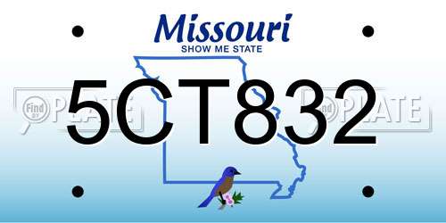 5CT832 Missouri License Plate