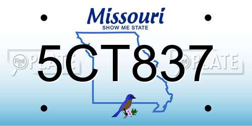 5CT837 Missouri License Plate
