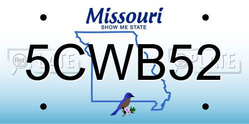 5CWB52 Missouri License Plate