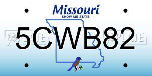 5CWB82 Missouri License Plate