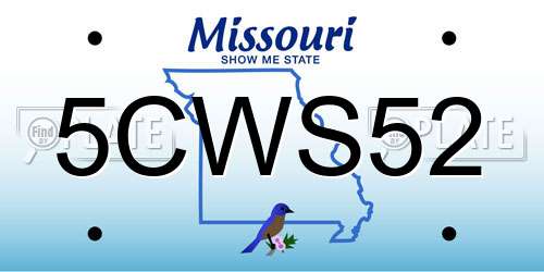 5CWS52 Missouri License Plate