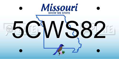 5CWS82 Missouri License Plate