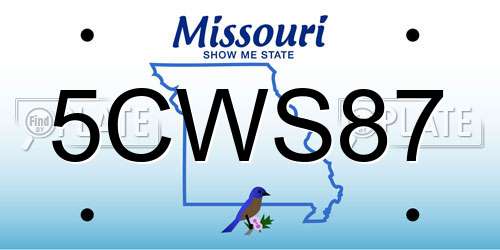 5CWS87 Missouri License Plate