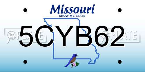 5CYB62 Missouri License Plate